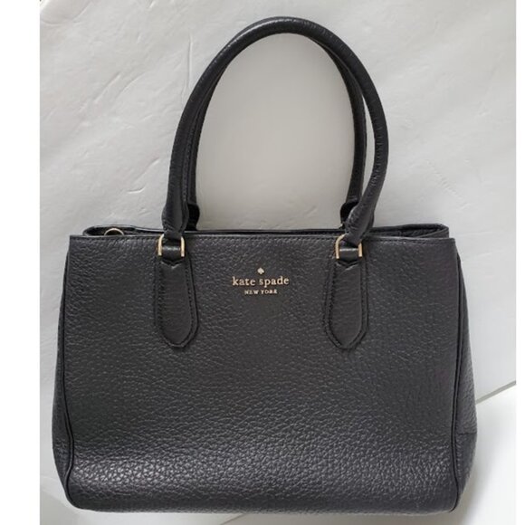 Kate Spade Leighton Black Pebbled Leather Satchel Bag Purse Handbag Old Money - Picture 7 of 13